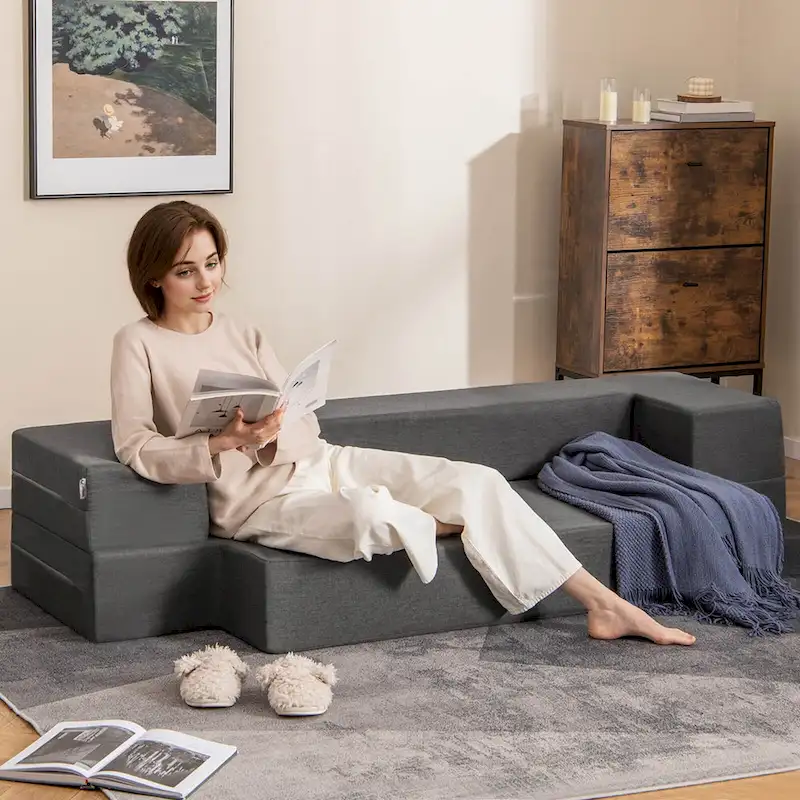 8-Inch Folding Sofa Bed with High-Density Foam & Washable Cover