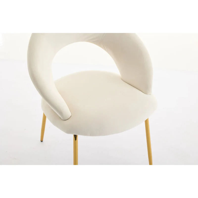 Velvet Dining Accent Chairs with Curved Backrest and Gold Metal Legs - 250lb Capacity