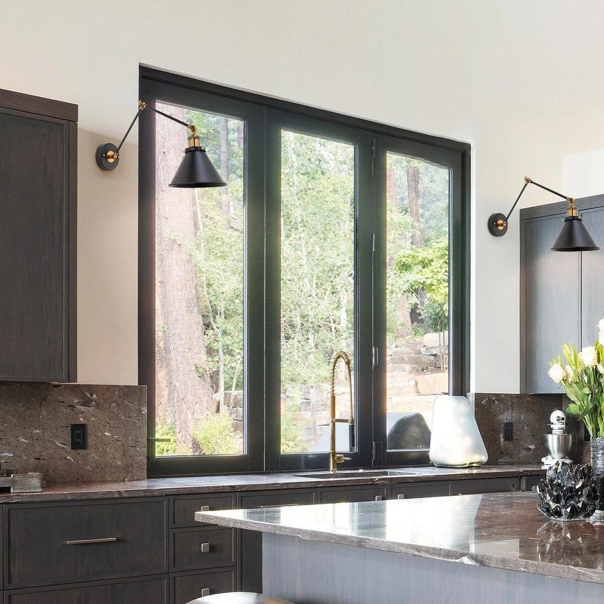 Malryn Set of 2 Modern Adjustable Swing Arm Lights Plug-in/Hardwired Wall Sconces