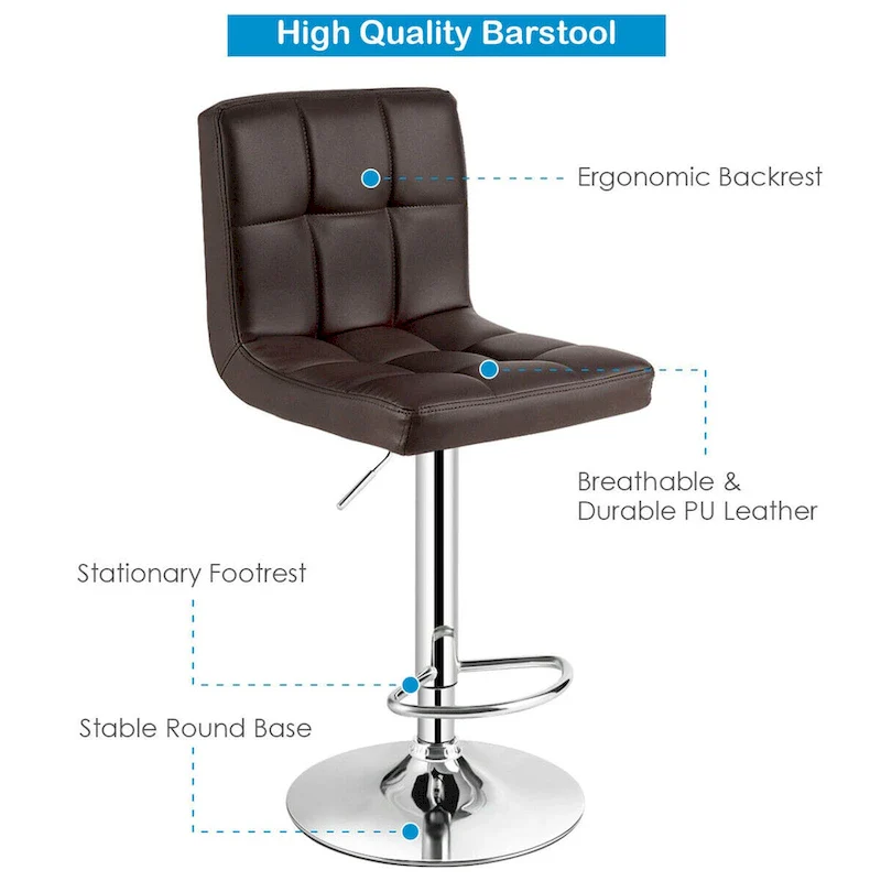 Gymax 3PCS Pub Table Set 24 Round Bar Table & 2 Adjustable Bar