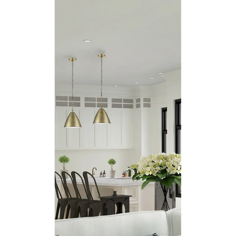 12 Inch Small Cone Pendant Antique Brass