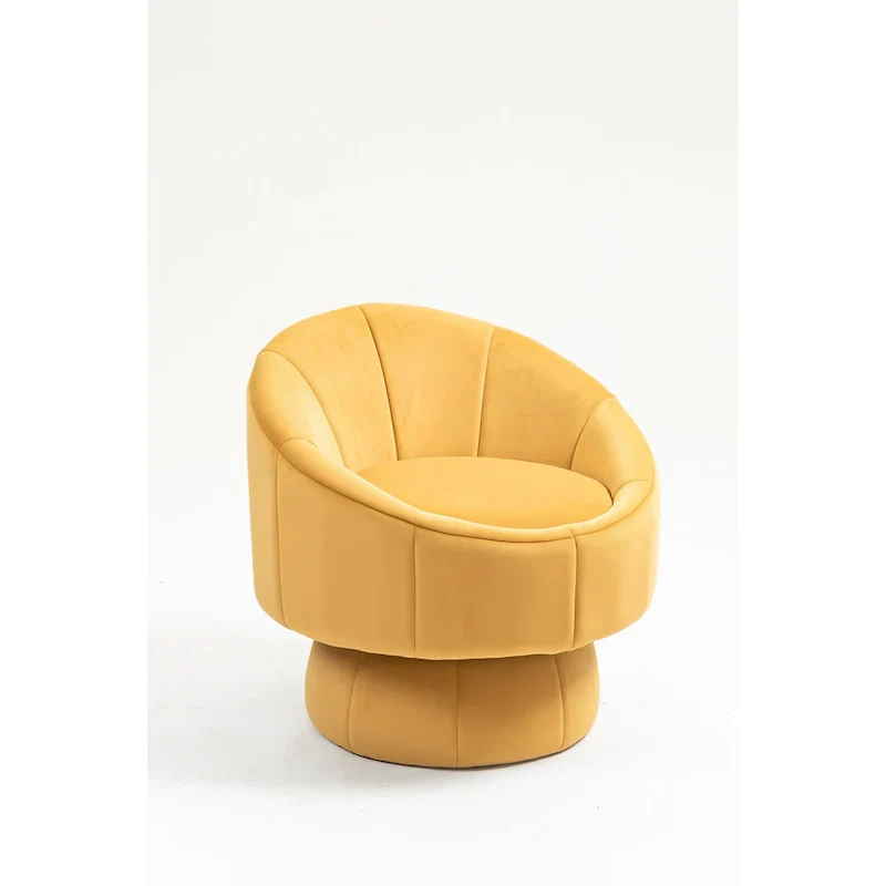 Modern 28.75 Velvet Upholstered 360 Swivel Accent Chair with Wood Frame and Waist Cushion