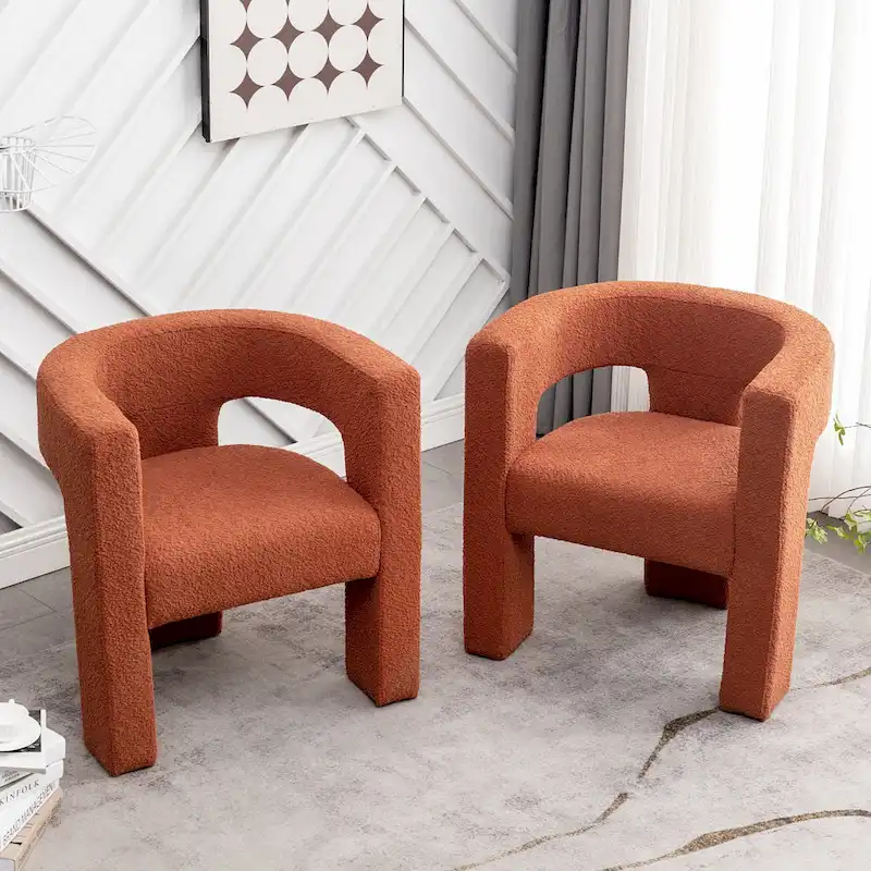 KINWELL 28 Wide Boucle Upholstered Square Armchair (Set of 2)