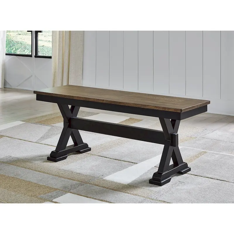 Brown/Black 50 Dining Bench - 48 W x 16 D x 19.25 H