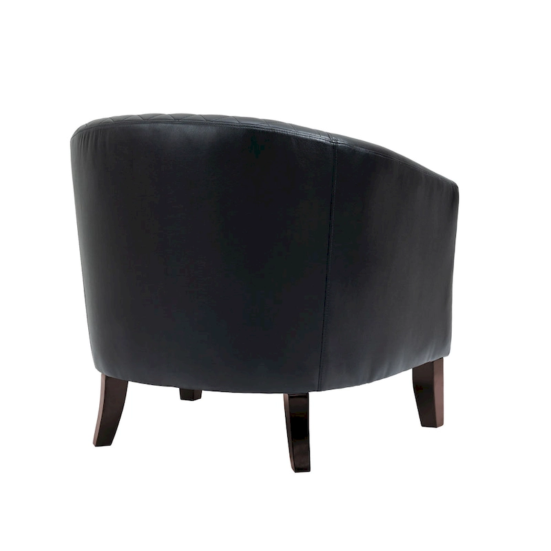 2 Set Vegan Leather Barrel Accent Chairs with Nailheads Trim