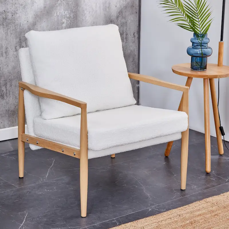 White 28.74 Upholstered Arm Chair with Metal Frame