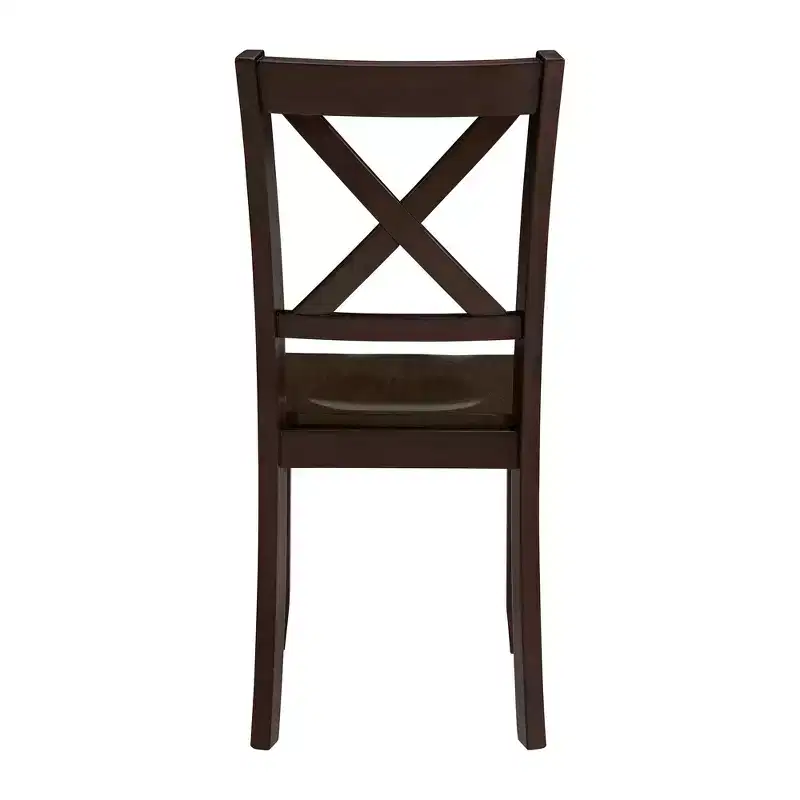 ROME + OAK X-Back Farmhouse Wooden Kitchen Dining Chair in Dark Brown, Set of 4