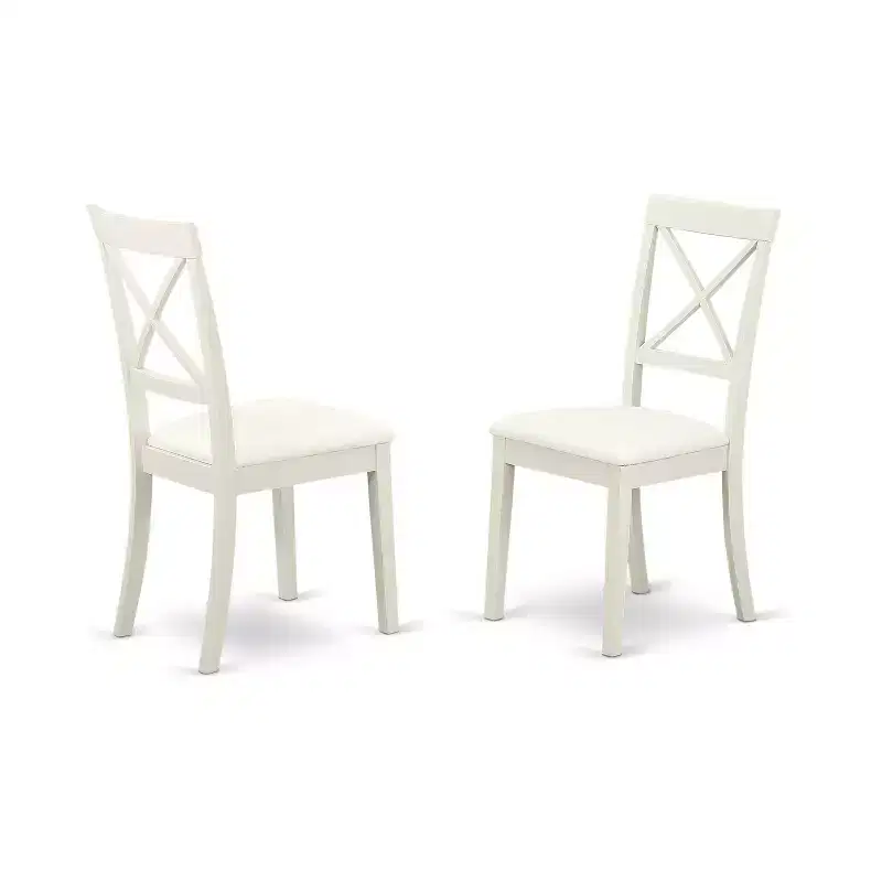 HomeStock Belmont 5 Pc Set With One Weston Table And 4 Faux Leather Seat Chairs, Linen White