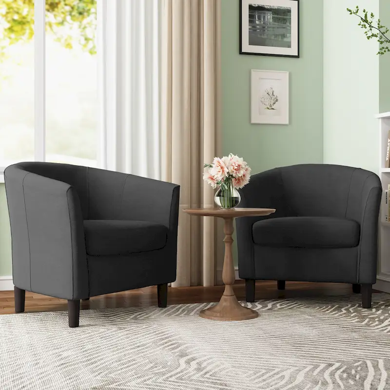 2 Set Modern Accent Chair Upholstered Barrel Chair
