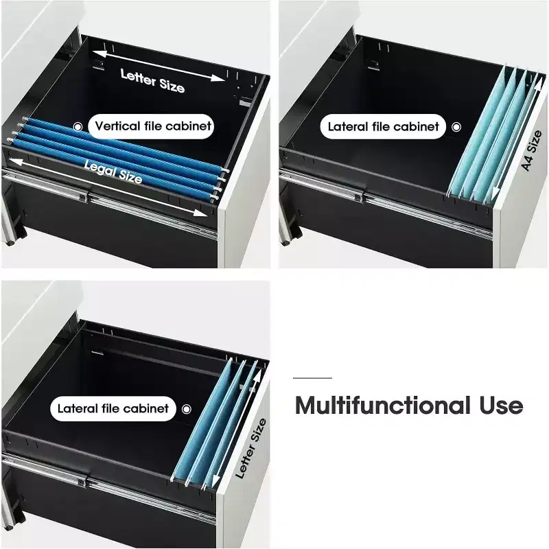 DEXYLLO Locking File Cabinet, 3 Drawer Rolling Pedestal Under Desk Office, Fully Assembled Except Casters