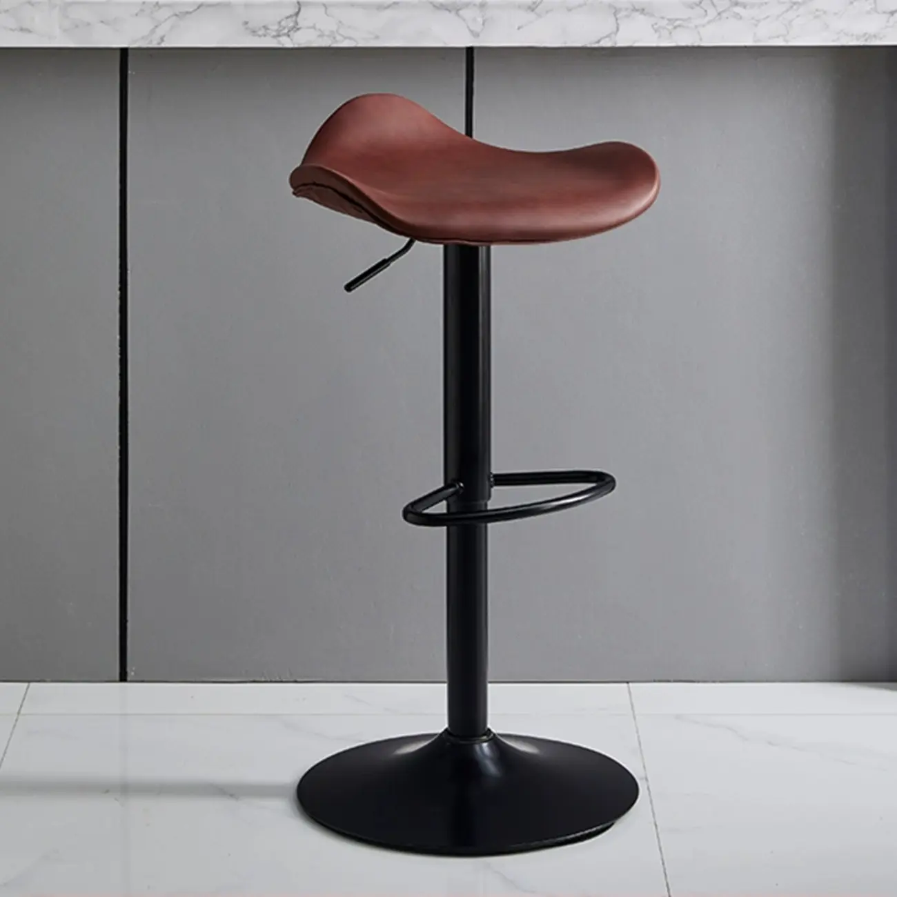 Saddle Black Pedestal Swivel Adjustable Bar Stool