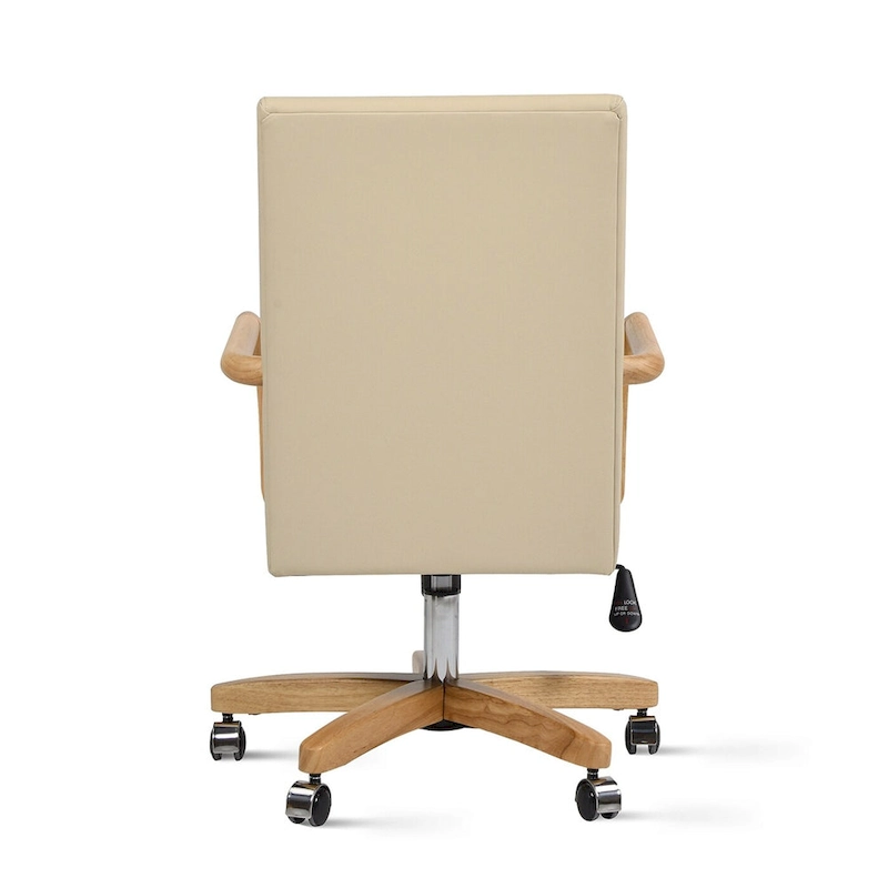 Dumont Modern Farmhouse Top Grain Leather Swivel Office Desk Chair