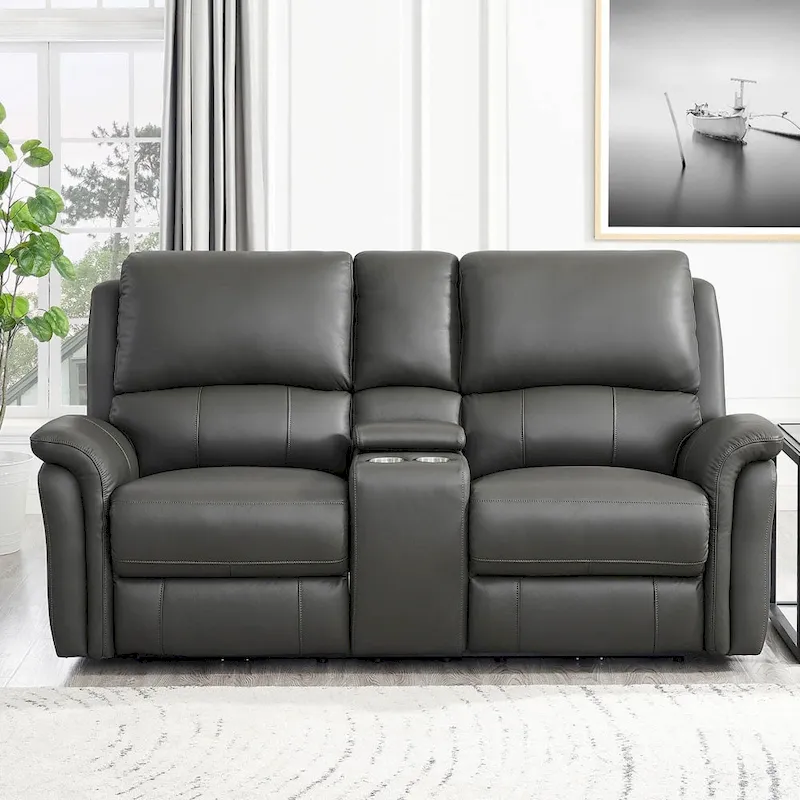 Hydeline Erindale Zero Gravity Power Recline and Headrest Top Grain Leather Sofa, Loveseat and Recliner