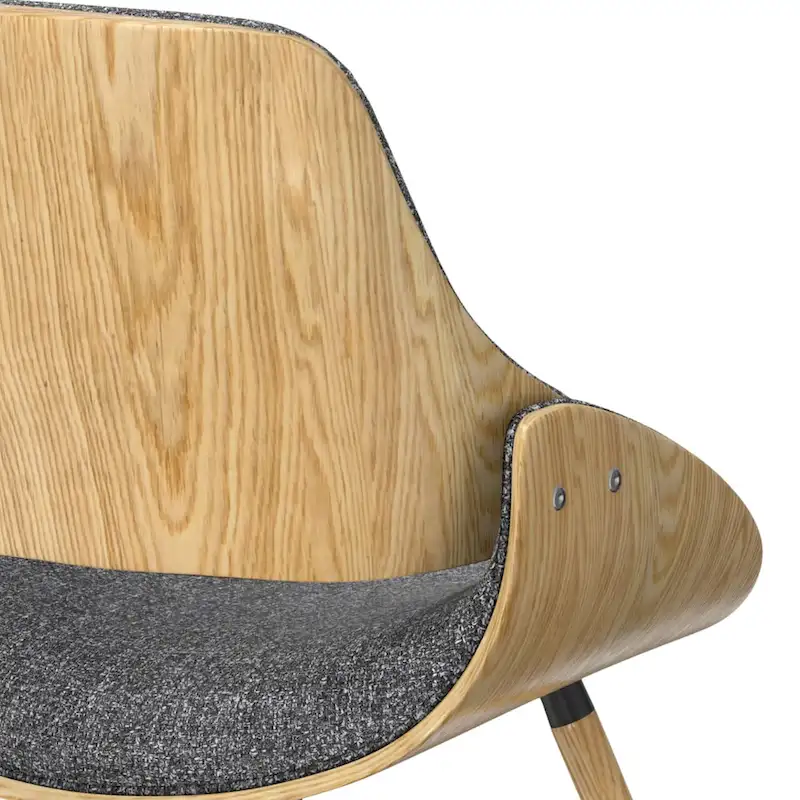 WYNDENHALL Malone Mid Century Modern Bentwood Dining Chair with Light Wood in Polyester linen - 22.8 D x 20.9 W x 30.9H