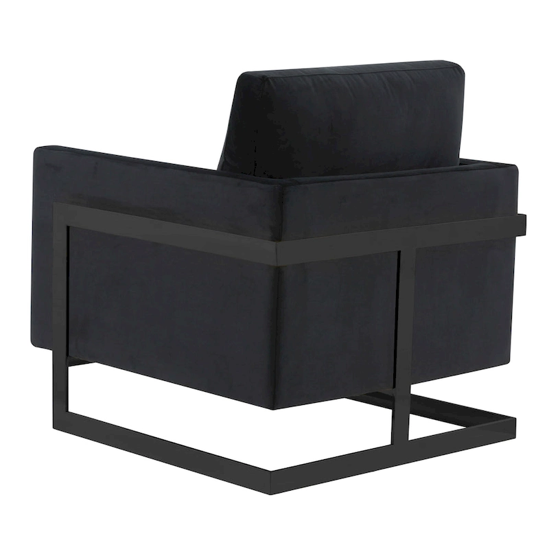 LeisureMod Lincoln Modern Velvet Arm Chair with Black Steel Frame - 35