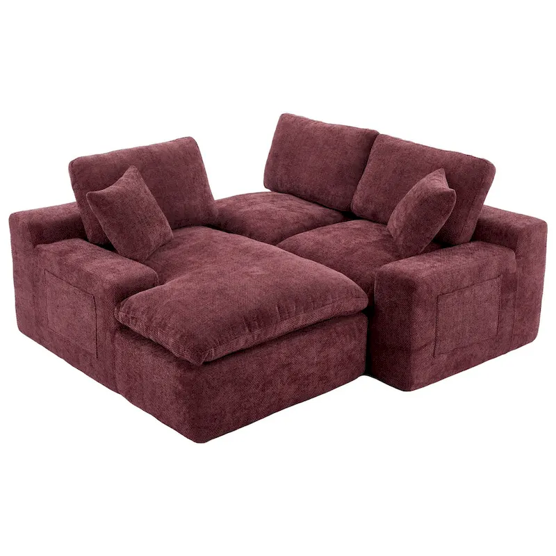 L-Shaped Reversible Sectional Sofa Chenille Fabric Couch Chaise