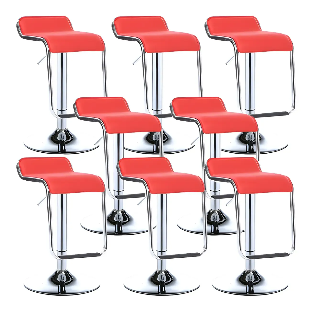 Modern Pedestal Swivel Bar Stool Adjustable Height Low Back Faux Leather