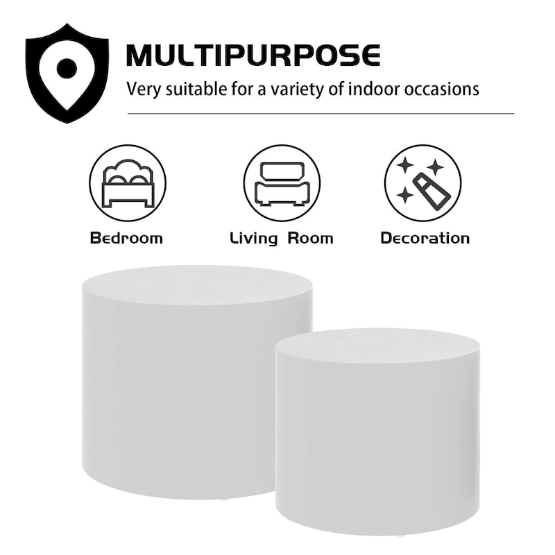 Round Nesting Tables Set, Coffee & End Tables, No Assembly