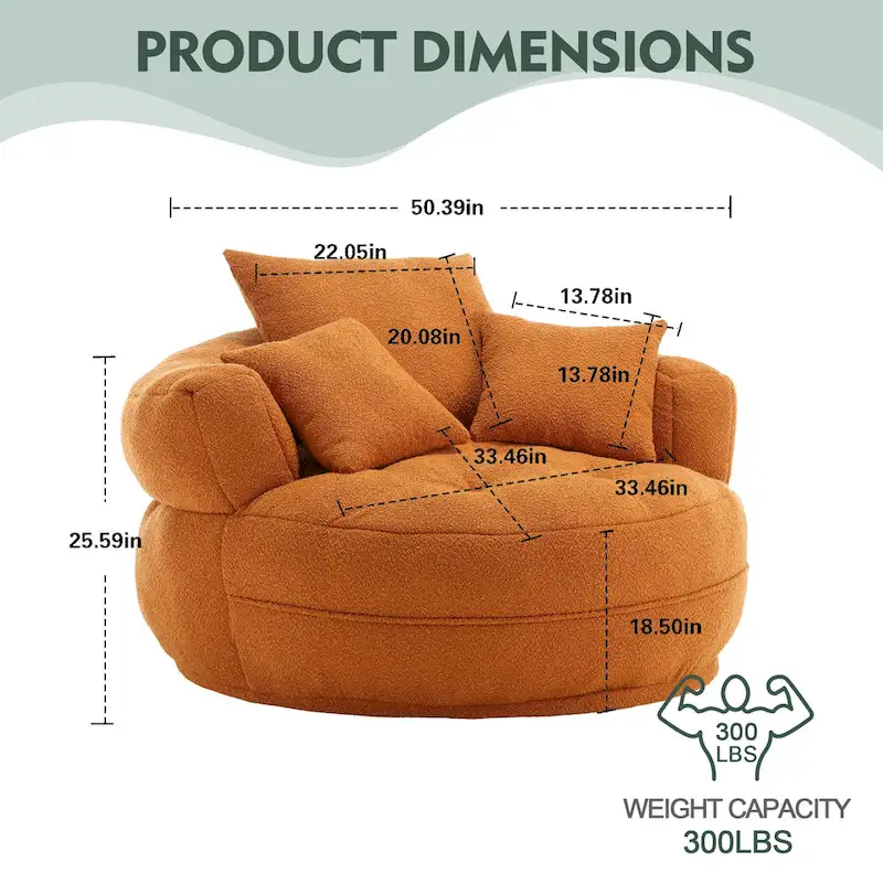 Circular wide living room fabric sofa, balcony homestay lazy sofa chair