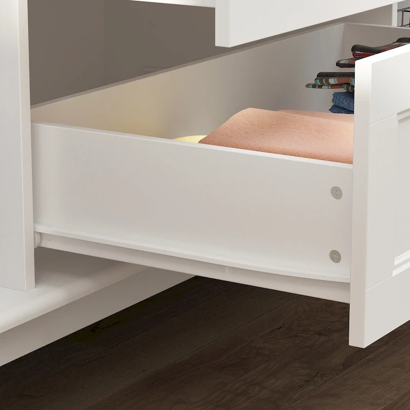 Home Traditional 2 Drawer Freestanding Wood Armoire in White Lacquer - 63 Wx71.3