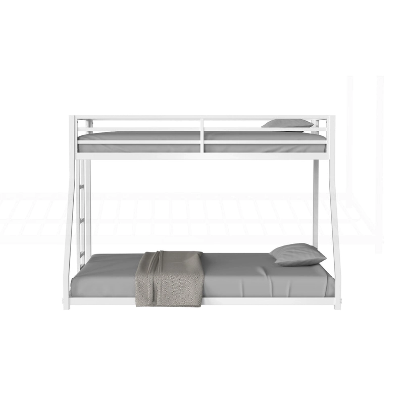 Sturdy Metal White Bunk Bed for Kids and Adults with Multiple Safety Features
