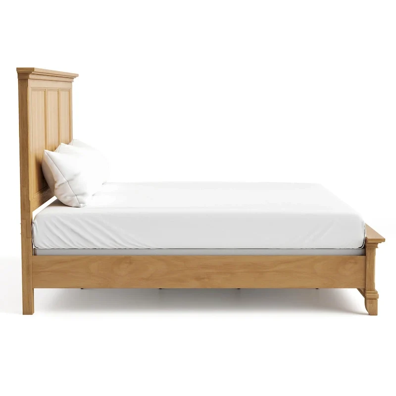 Wellington Farmhouse Natural Oak Solid Wood Panel Bed