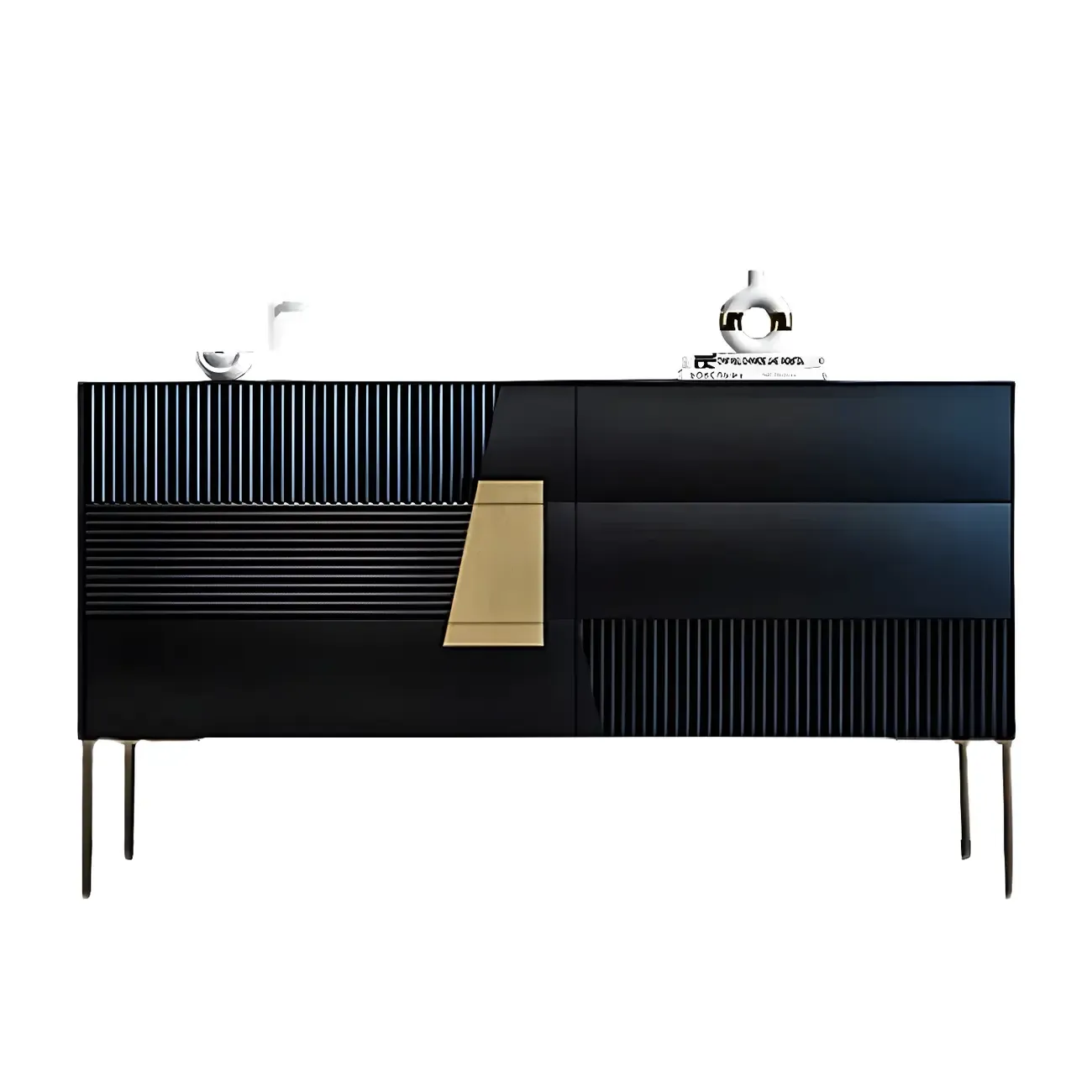 Elegant Espresso Wood Buffet Table with Drawers