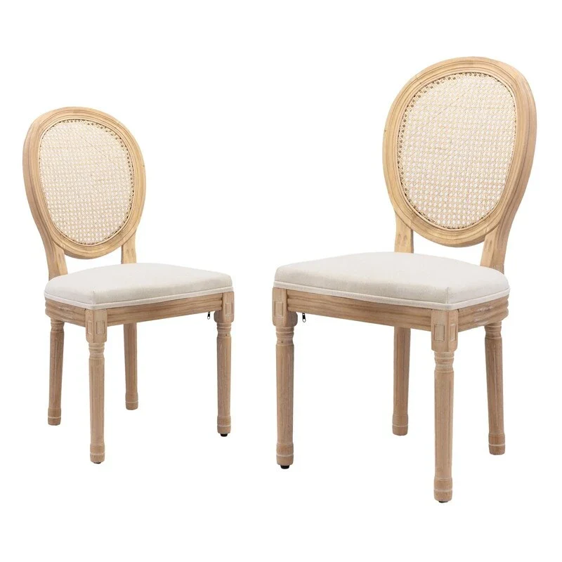 French Chair Dining Chair Solid Wood with Nailhead Trim Set of 2