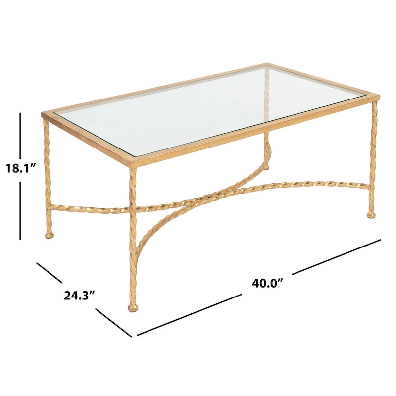 SAFAVIEH Couture Sedighe Glass Coffee Table - 40 W x 24 D x 18 H - 40W x 24D x 18H