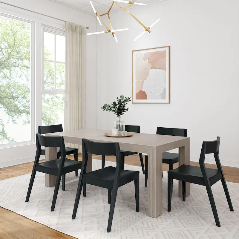 Plank and Beam 72 Modern Solid Wood Table and Chairs Dining Set