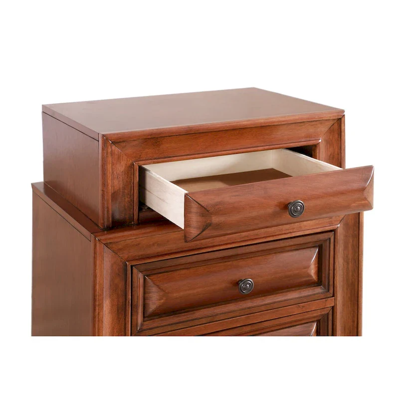 Traditional Three-Drawer 2-Tier Nightstand with Metal Pull