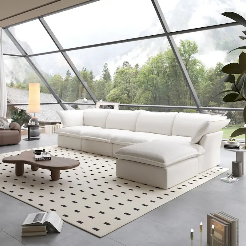 L Shape Modular Sectional Sofa 5 Seats with Chaise Ottoman