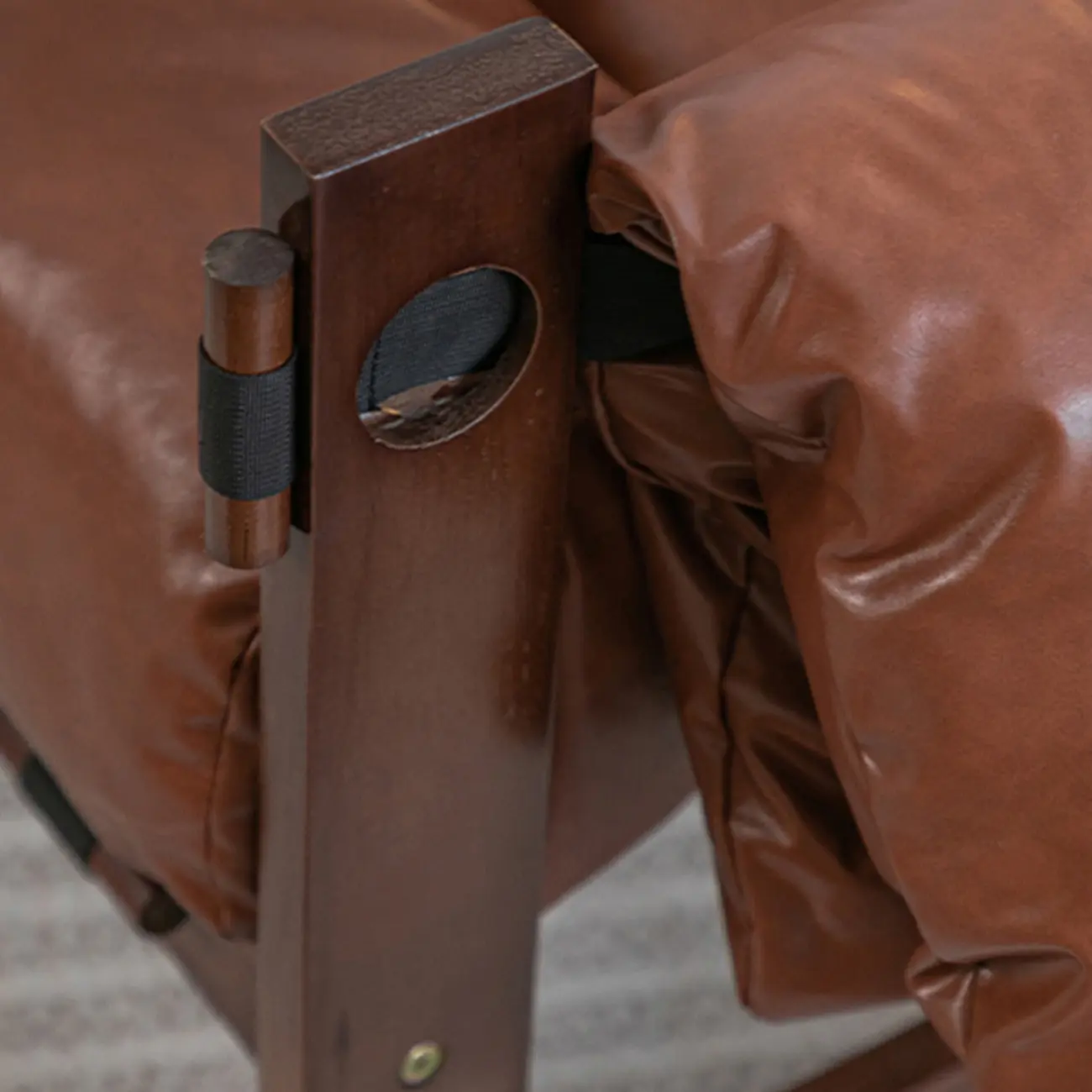 Modern Cat-Resistant Leather High Back Arm Accent Chair