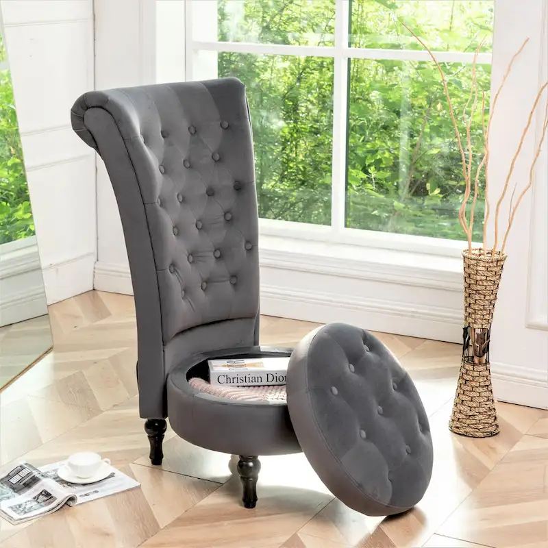 US Pride Furniture Gosser 20 Wide Velvet High Back Vanity Chair