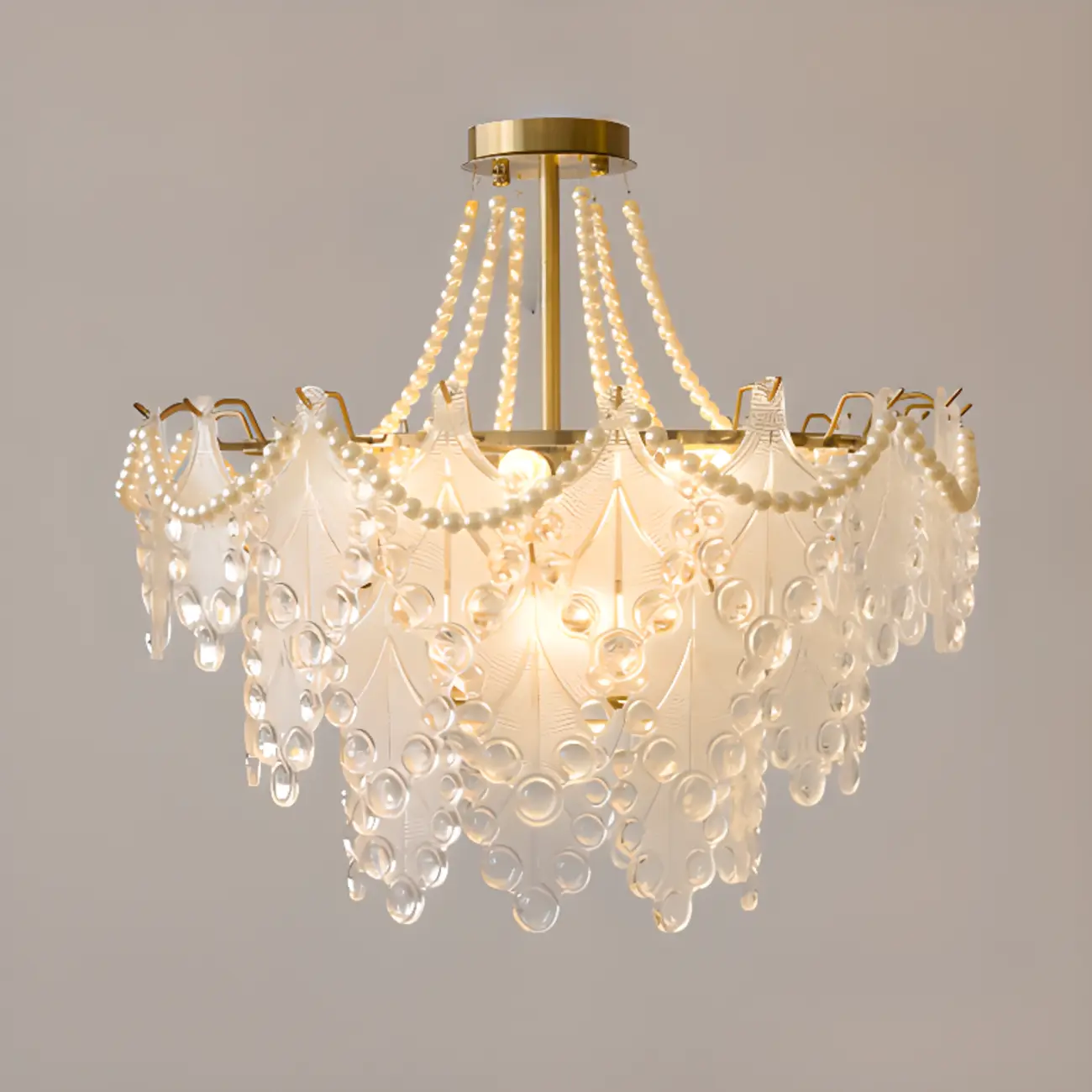 Gold Crystal Beads Chandelier with Elegant Design
