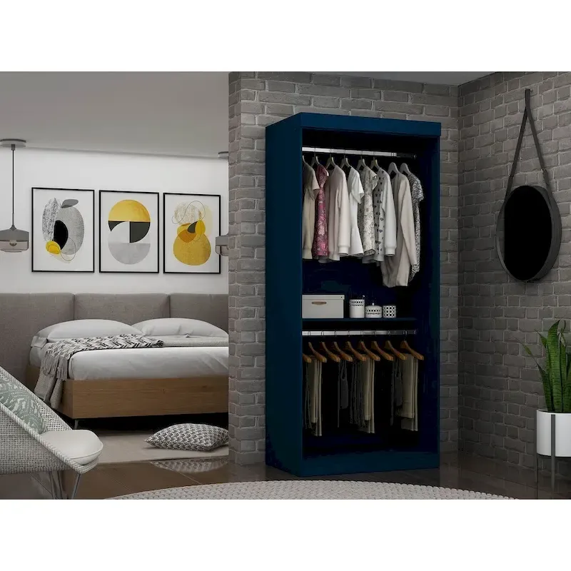 35.9 Open Double Hanging Modern Wardrobe Closet with 2 Hanging Rods