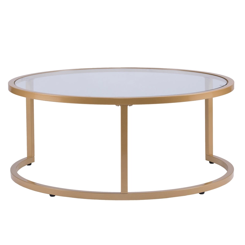 SEI Furniture Grant Round Gold Nesting Coffee Table - Set of 2