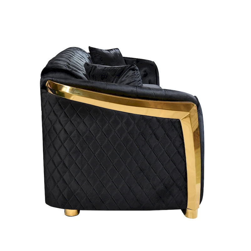 84 Luxury Chesterfield Velvet Sofa with Gold Trim