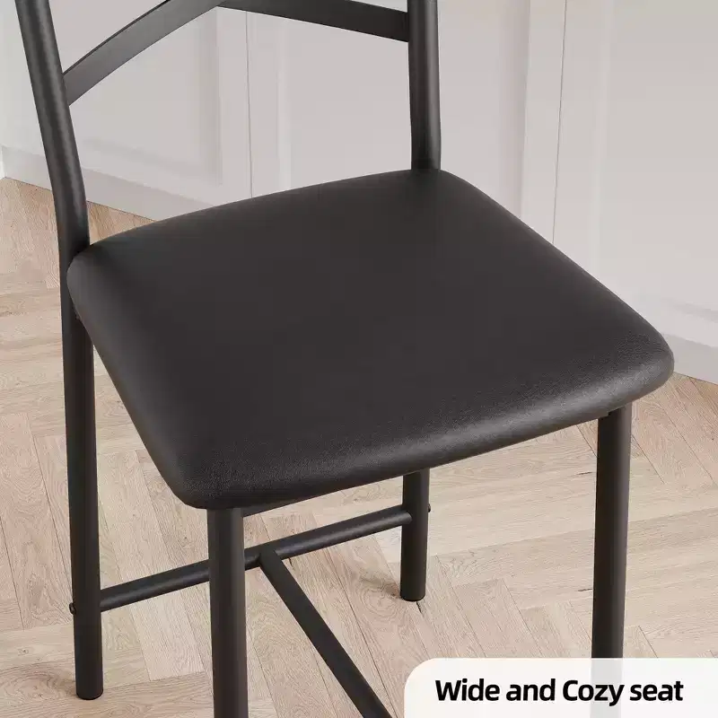 Set of 2 Counter Height Bar Stools, PU Leather Upholstered Seats with X-Back Metal Frame, Stylish Kitchen Island & Dining Room Chairs