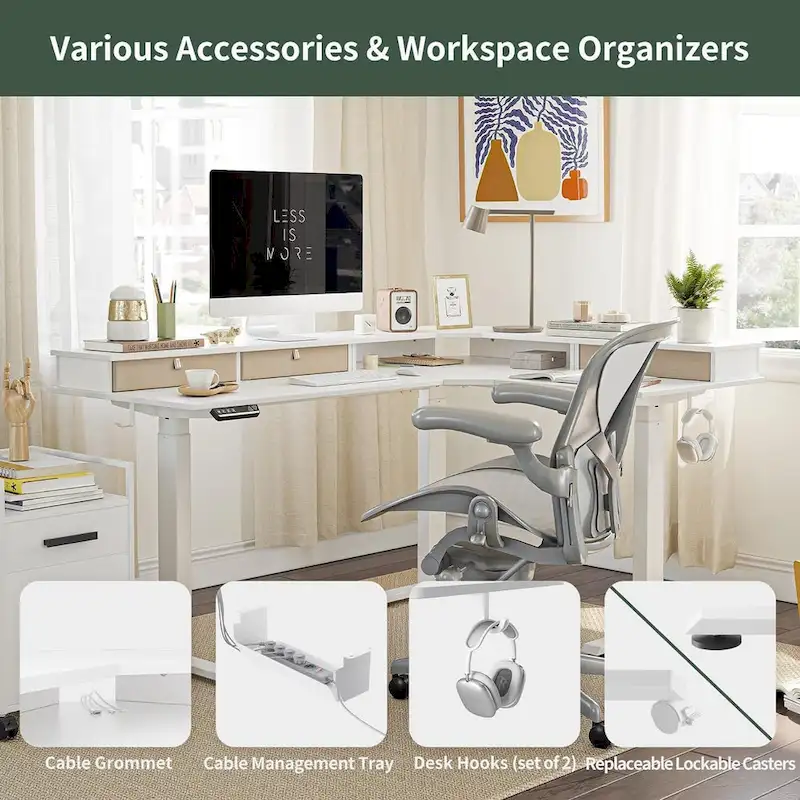 FEZIBO/Home Office Furniture/Brown&Black/Wood/Standing Desk/Desks