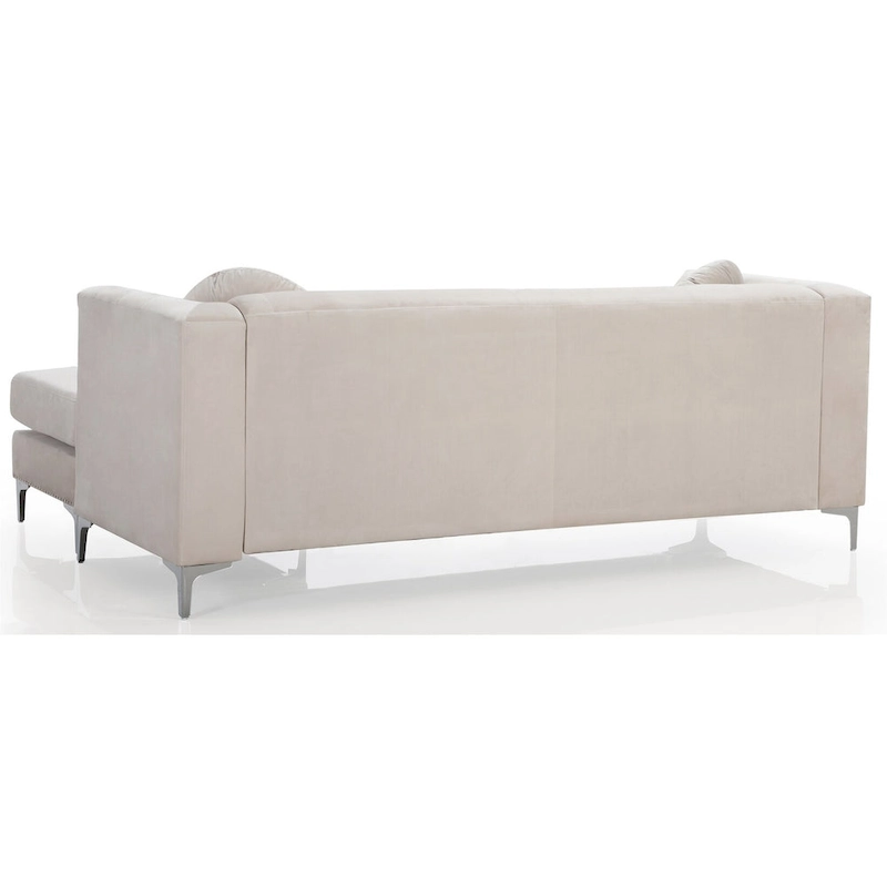 Pompano 83 in. Tufted Velvet Sectional with 2-Throw Pillow - 83L x 58W x 31H