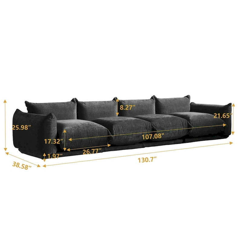 U-Shape Modular Sofa Chenille Sectional Couch