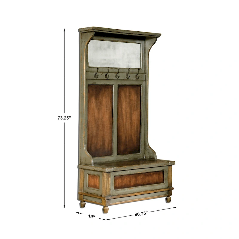 Uttermost Riyo Distressed Charcoal Grey Hall Tree