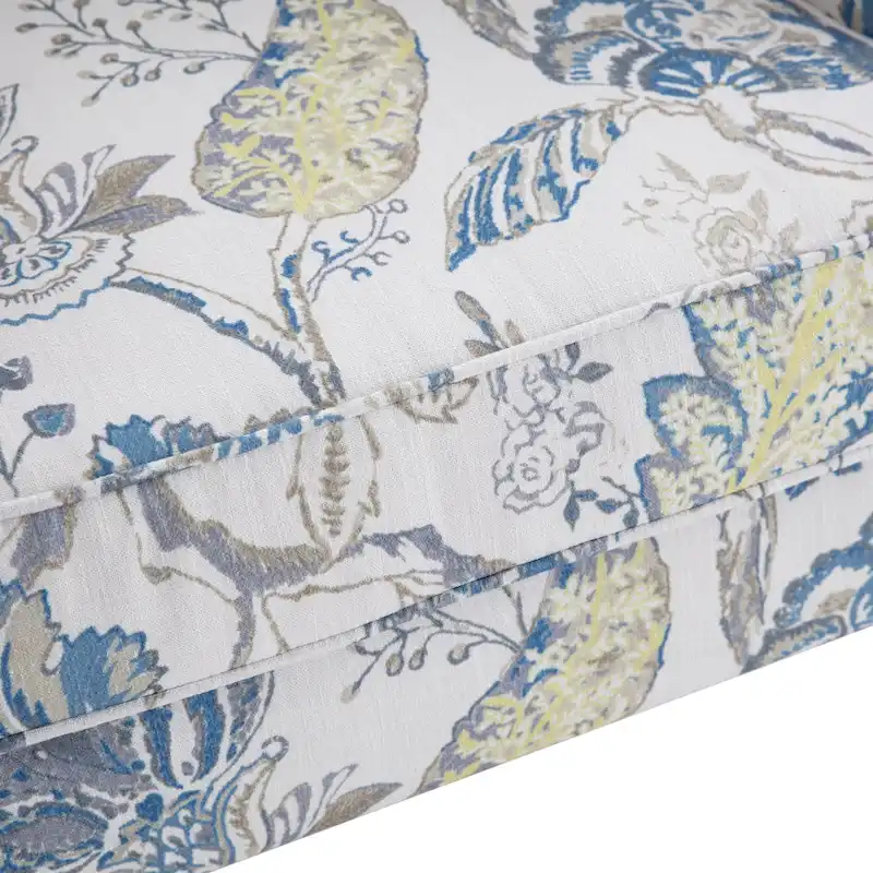 Accent Armchair with Turned Legs Set of 2 Blue/ Beige / Grey