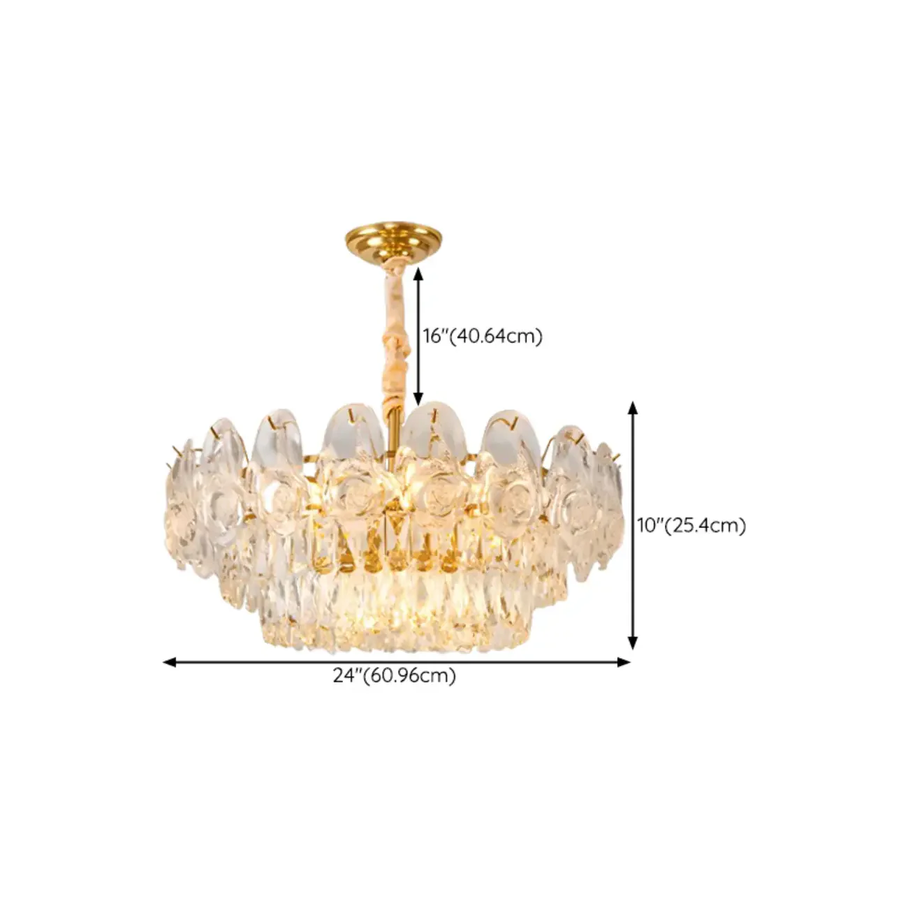 Modern Luxury Gold Tiered Crystal Round Chandelier