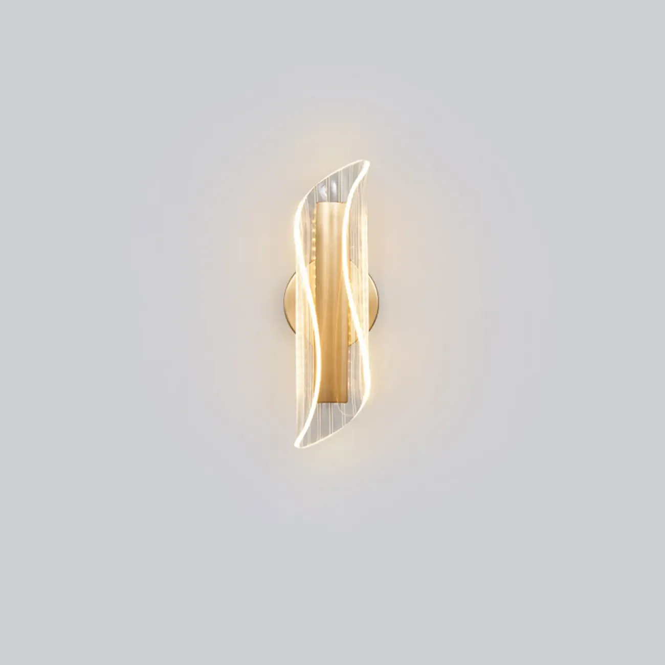 Art Deco Gold Metal and Acrylic LED Wall Sconce