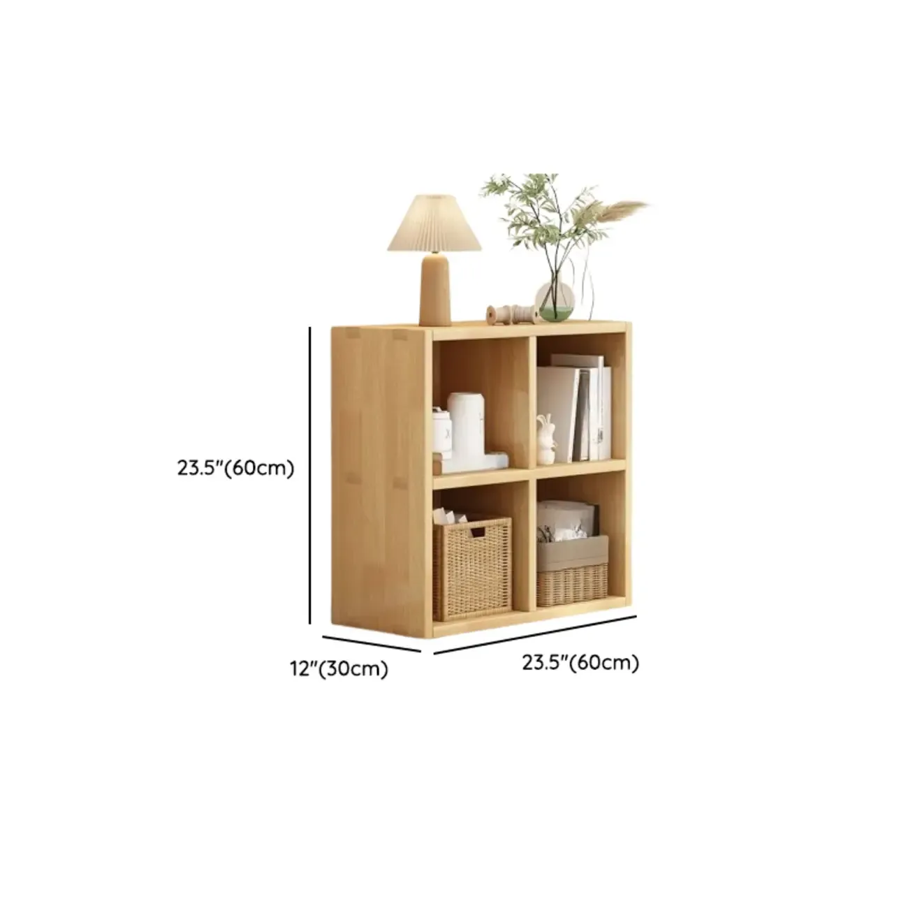 Modern Oak Bookcase Spacious Shelves Multi-Cabinets