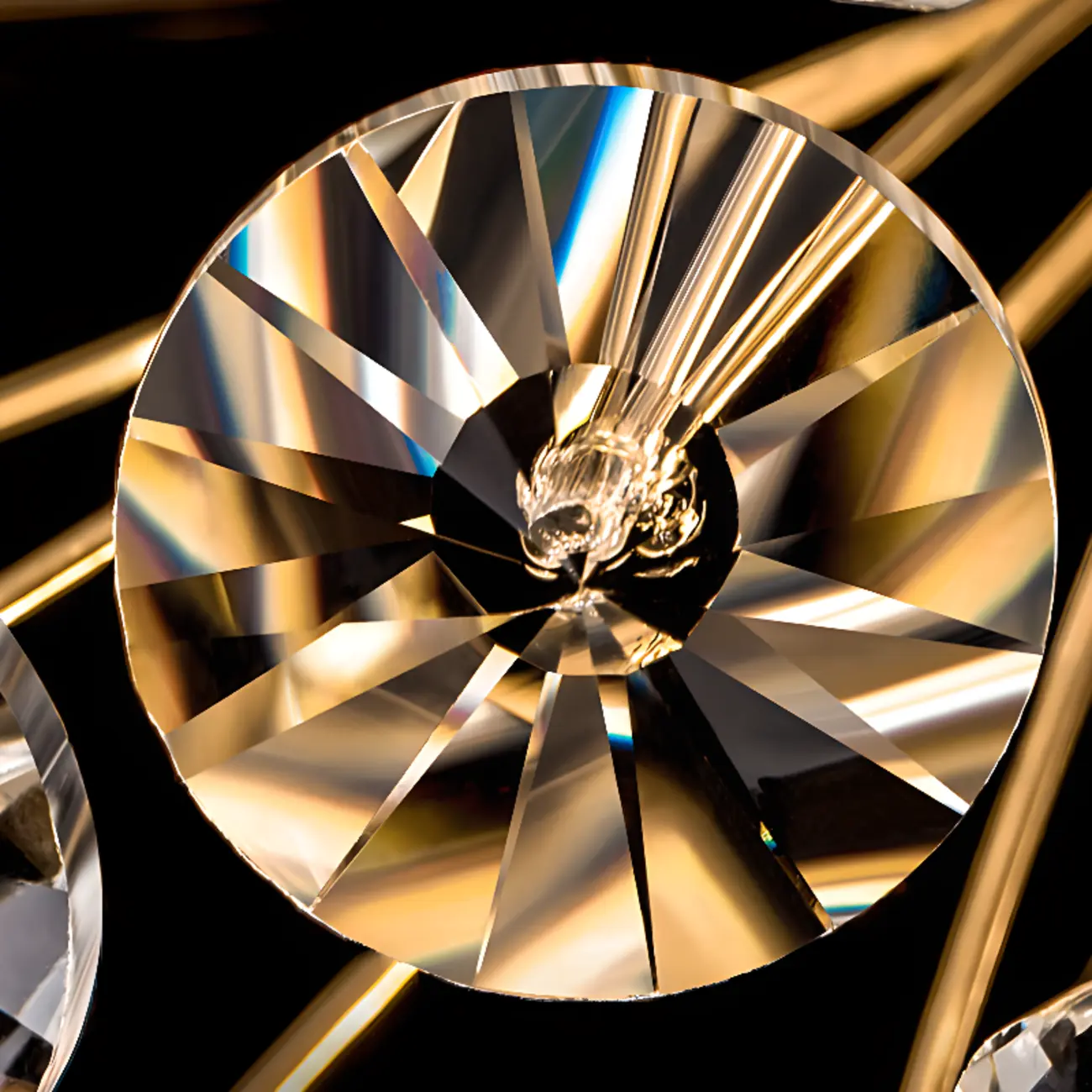 Luxury Crystal Round Chandelier with Geometric Design