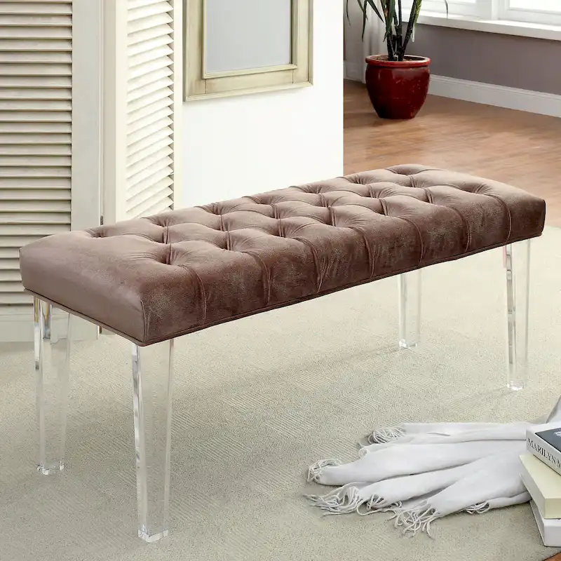 Bral Contemporary Fabric Tufted Accent Bench by Furniture of America