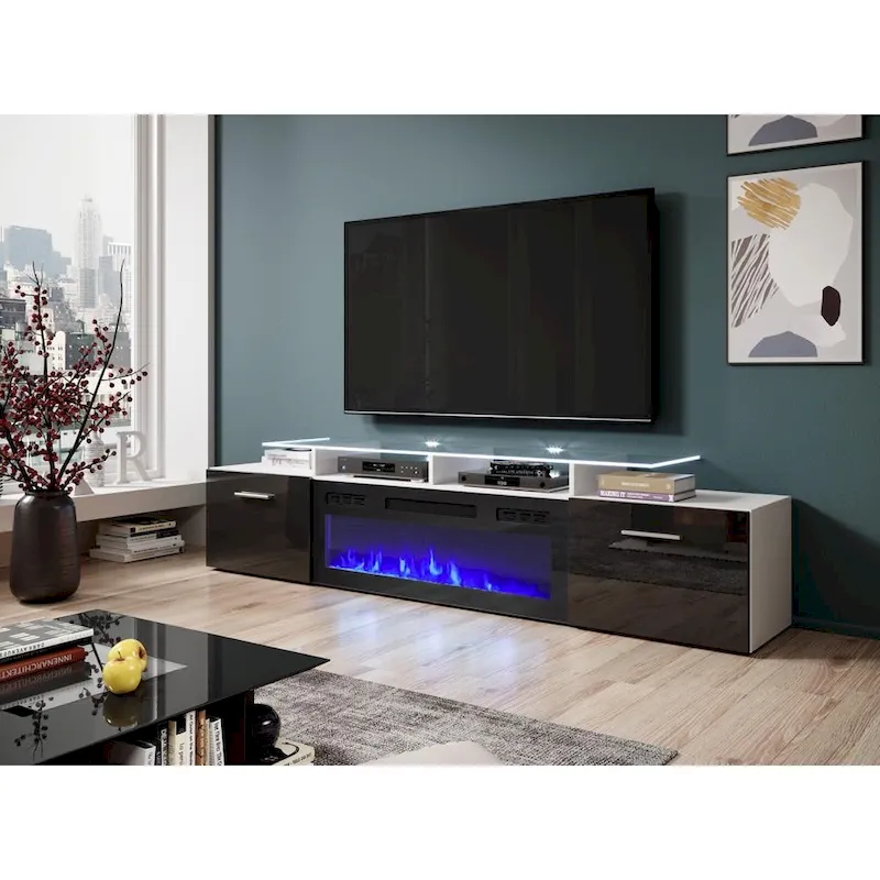 Rova EF Electric Fireplace Modern 75 TV Stand